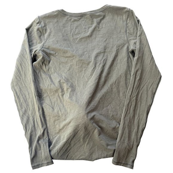 Lululemon Green Knot A Problem Long Sleeve Tie Front Top Dark Olive Sz 6 EUC - Picture 7 of 8